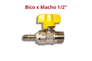 Válvula Esfera Gás Reta Borboleta Bico x Macho 1/2