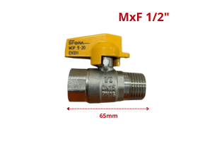 Válvula Esfera Gás Reta Borboleta Longa Macho x Fêmea 1/2