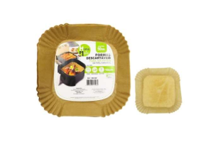 KIT 50 Unidades Forma Air Fryer Descartável Antiaderente Quadrada Forro De Papel