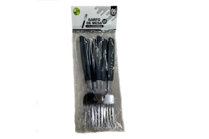HM351 GARFO MESA CABO PLAST PRETO 6 PCS