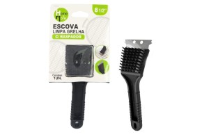 HM393 ESCOVA LIMPA GRELHA COM RASPADOR 8.1/2
